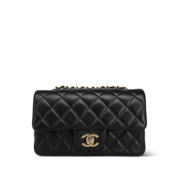 25C Black leather Quilted Mini Rectangular Flap LGHW