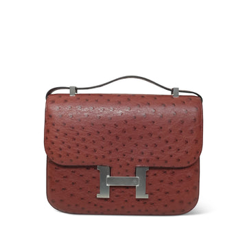 Constance 25 Rouge H Ostrich Palladium Plated D Square Stamp