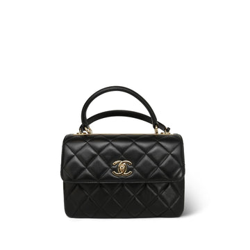 Black leather Quilted Trendy CC Small Light Gold Hardware