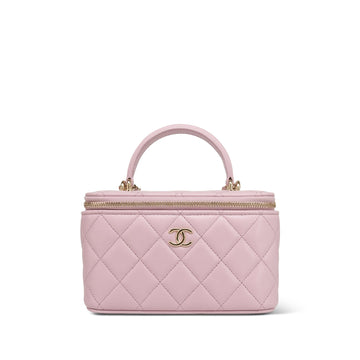 24A Light Pink leather Quilted Mini Top Handle Vanity On Chain LGHW