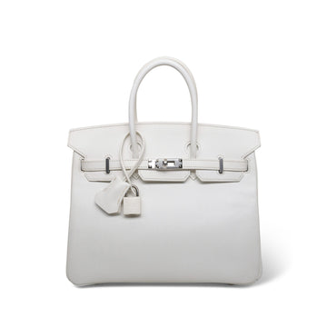 Birkin 25 White leather Palladium Plated [H] Stamp