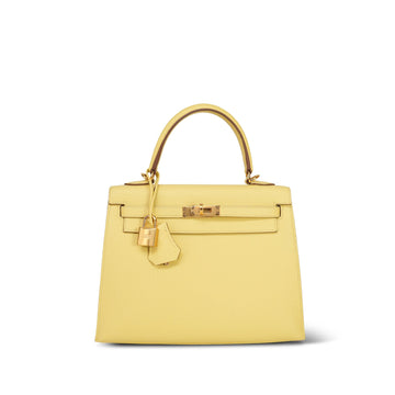 Kelly Sellier 25 Jaune Poussin Veau leather  Z Stamp