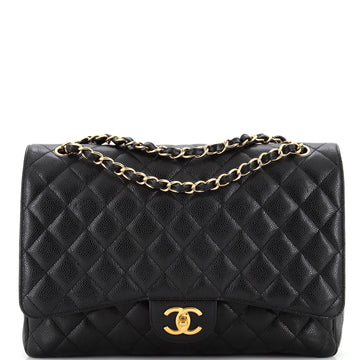 CHANEL Classic Double Flap Bag Quilted Caviar Maxi