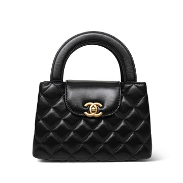 25A Black leather Quilted Mini Kelly Shopper Aged Gold Hardware