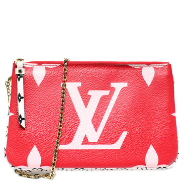Double Zip Pochette Giant Monogram Rouge