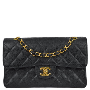 Top Quality Chanel 2000-2002 Black Leather Small Classic Double Flap Bag