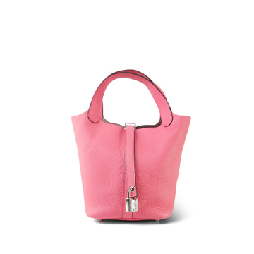 Picotin 18 Rose Azalee Taurillon leather Palladium Plated A Stamp
