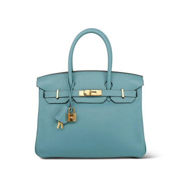Birkin 30 Bleu Blue Saint Cyr leather  T Stamp