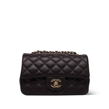 21A Dark Brown leather Quilted Mini Rectangular Flap LGHW