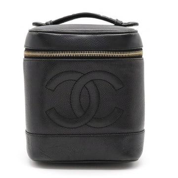 Top Quality Chanel Top Quality Chanel Leather S Cocomark Vanity Bag Handbag Cosmetic Bag Cosmetic Leather Black Gold  A01998