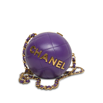 22A Purple leather Quilted Sphere Minaudiere AGHW