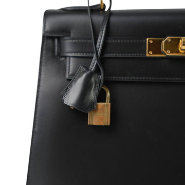 Kelly Sellier 28 Black Box leather  (H) Stamp