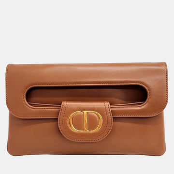 Brown Leather Medium Clutch Bag