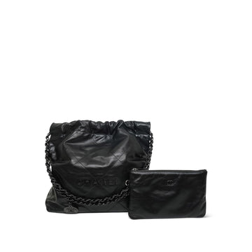 22K So Black leather Quilted 22 Hobo Bag Small