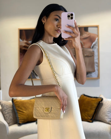 * Chanel Chai  Mini Square Bag in Leather Leather with 24K Gold Hardware