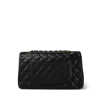 Black leather Quilted Double Flap Medium Gold Hardware