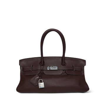 Shoulder Birkin 42 Havane leather Palladium Plated H Square Stamp