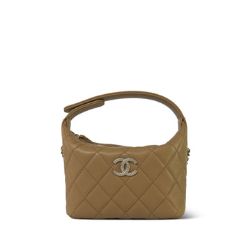 25A Dark Beige leather Quilted Métiers D’Art Clutch With Chain LGHW