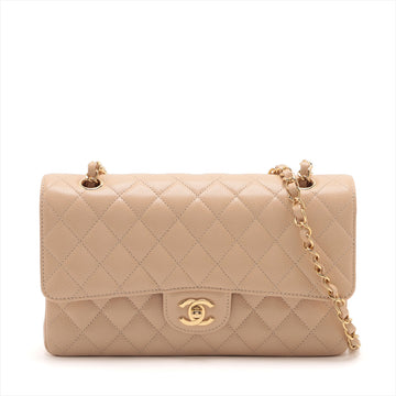 Top Quality Chanel Matrasse Leather S Double Flap Double Chain Bag Beige Gold