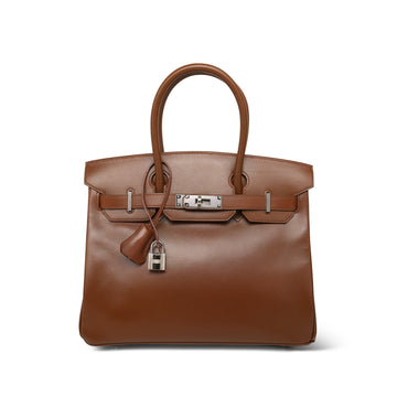 Birkin 30 Noisette Box leather Palladium Plated [E] Stamp
