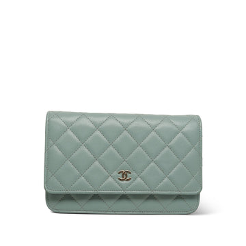 Dark Green leather Quilted Wallet on Chain WOC LGHW