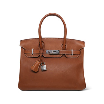 Birkin 30 Fauve Barenia Faubourg Palladium Plated Y Stamp