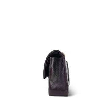 Plum leather Quilted Classic Flap Medium Light Gold Hardware