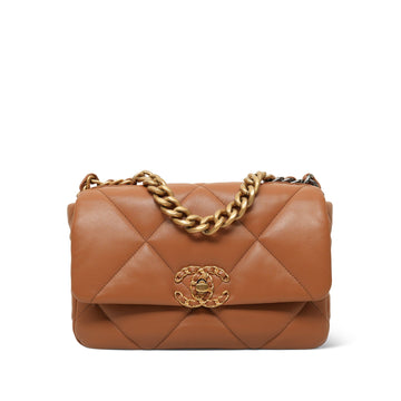 22A Caramel leather Quilted Small 19 Flap MHW