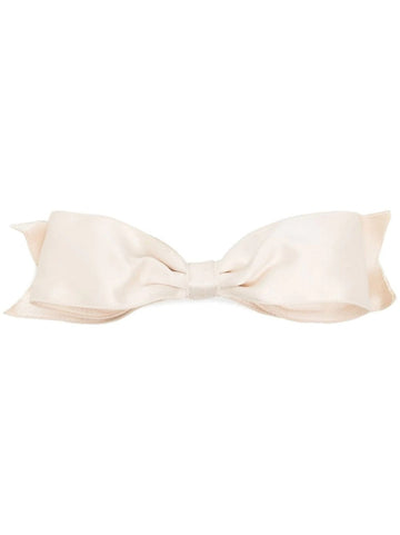 Large White Satin Bow Barette Hair Clip
