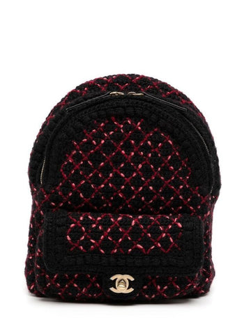 Diamond Quilted Tweed Backpack