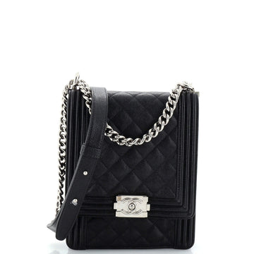CHANEL North South Boy Flap Bag Quilted Caviar Large