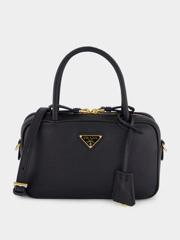 Black Soft Grain Leather Handbag