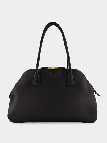Black Medium Leather Tote Bag