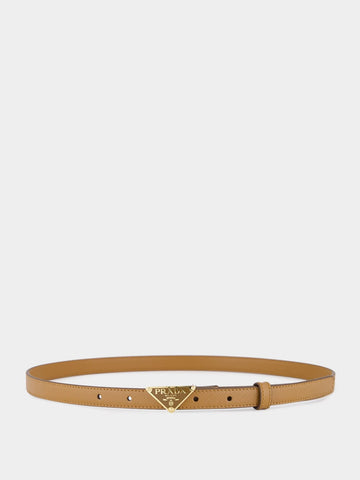 Caramel Saffiano Leather Belt
