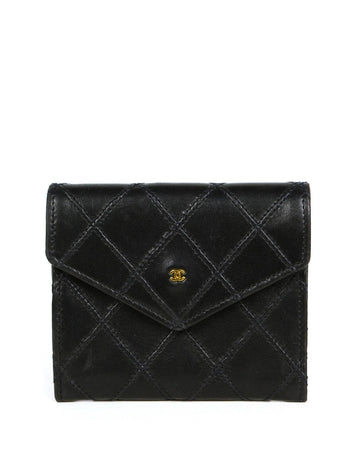 Chanel Black Lambskin Leather Quilted Card Case