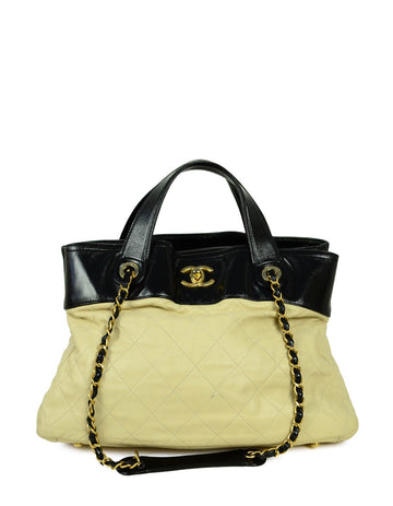 Chanel Black/Beige Quilted Leather In-the-Mix Tote Bag