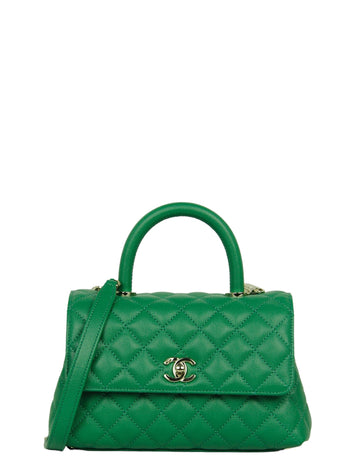 Chanel 2024 Green Caviar Mini Coco Handle Flap Bag