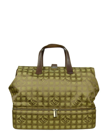 Chanel Khaki Logo Printed Travel Ligne Frame Bag