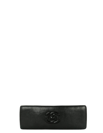Chanel Vintage Black Lambskin CC Hair Barrette