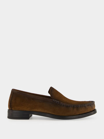 Cocoa Suede Leather Loafers