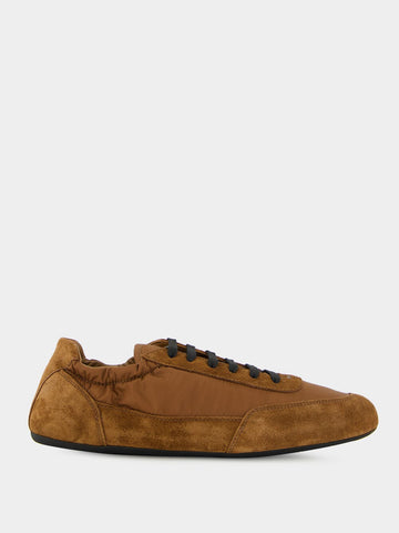 Palisander Brown Re-Nylon and Suede Sneakers