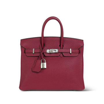 Birkin 25 Rouge Grenat Togo Palladium Plated X Stamp