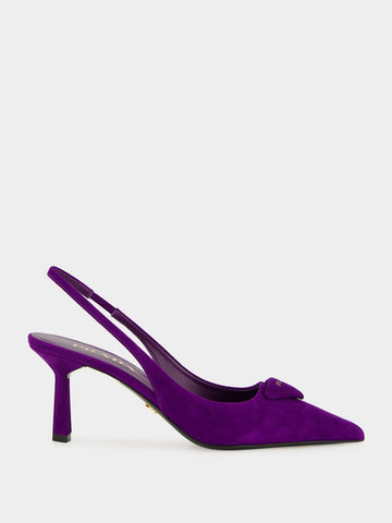 Purple Suede Slingback Pumps