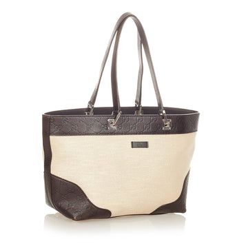 Gucci Tote Bag Brown Leather/canvas