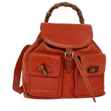 Gucci Bamboo Orange Leather Backpack New 1:1 Bags
