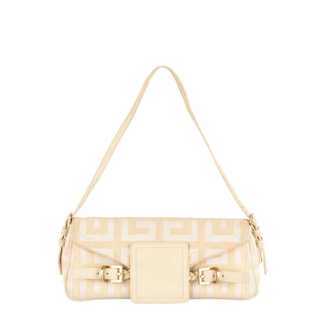 Givenchy Beige Monogram Canvas and Leather Flap Baguette Bag