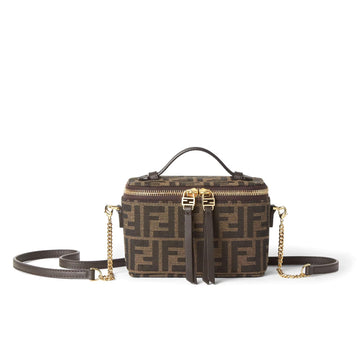 Fendi Vanity Tobacco Brown Ff Jacquard Fabric Mini-Bag