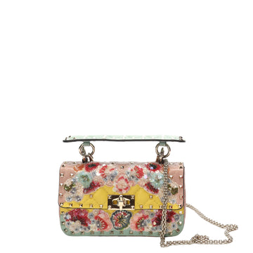 Valentino Garavani Rockstud Spike Floral Crossbody Satchel Bag