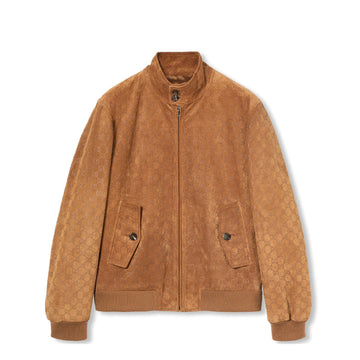 Gucci Embossed Gg Suede Bomber Jacket