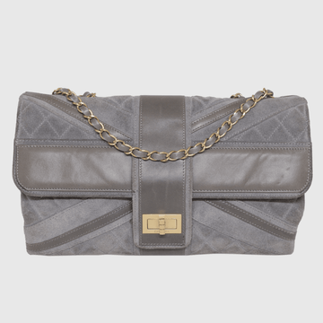 Grey Union Jack Jumbo Mademoiselle Flap Bag